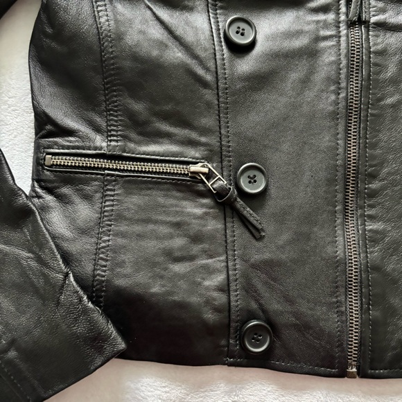 BOD & CHRISTENSEN Ariel Black Long Sleeve Genuine Leather Biker Jacket--M - Picture 8 of 16